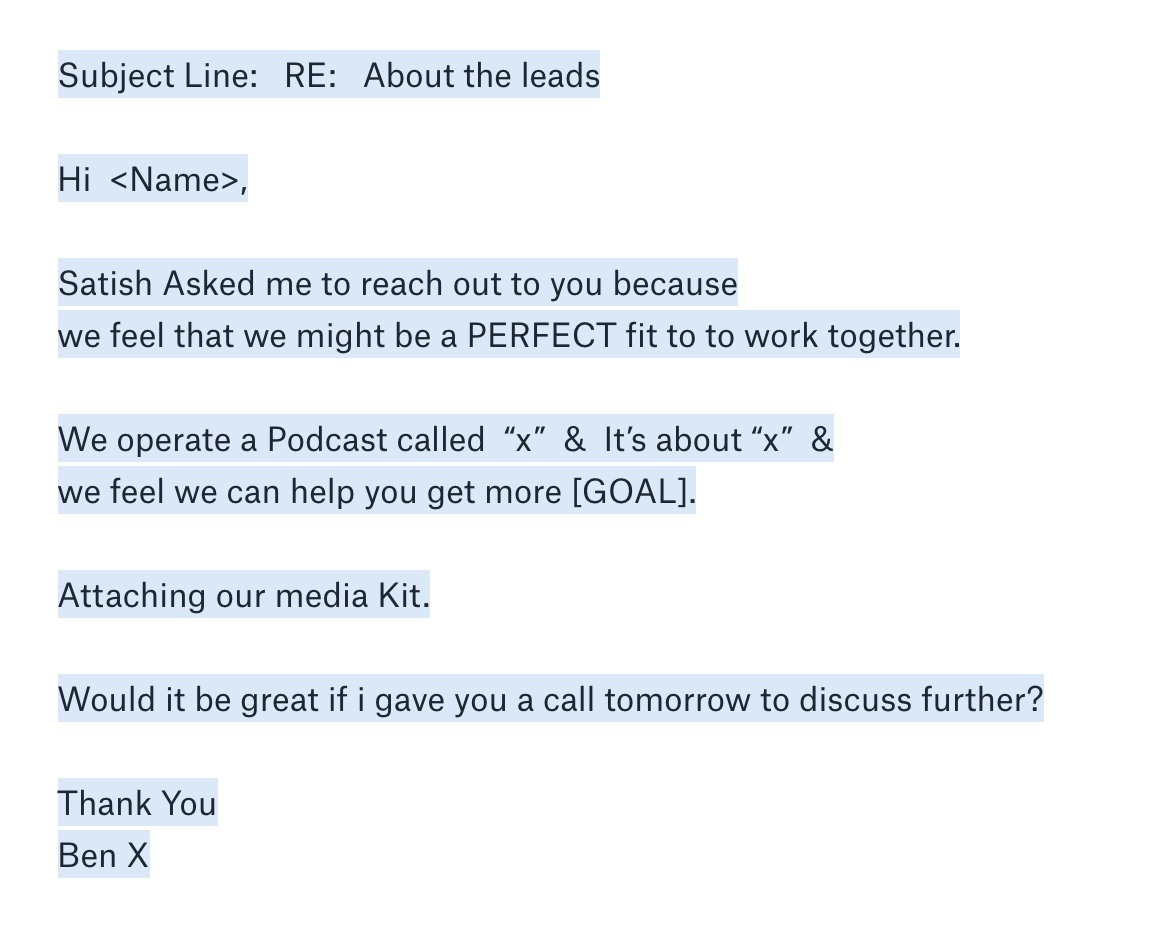 Sponsor Pitch Email